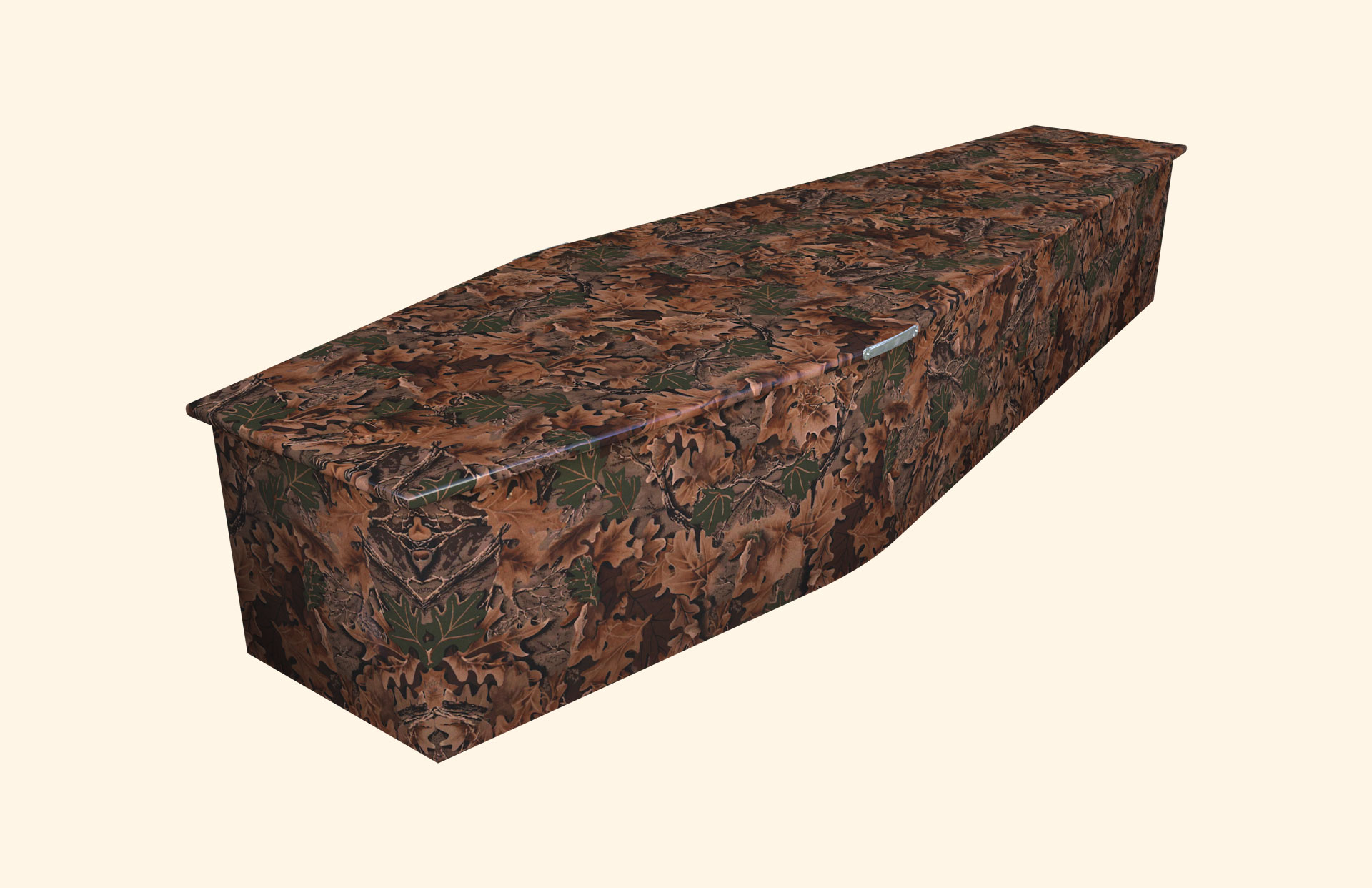 Tree Camo design on a traditional coffin